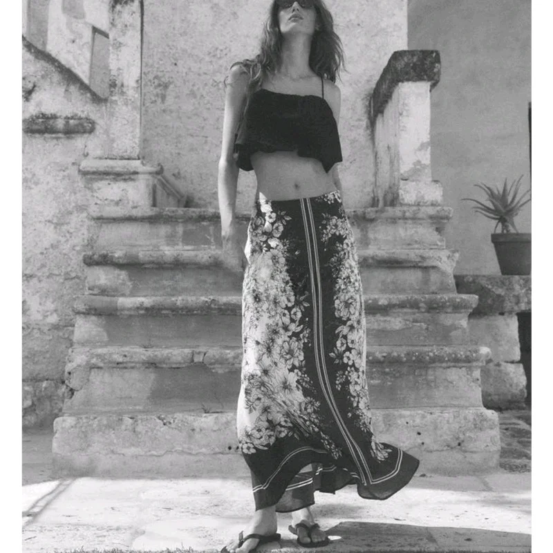 

Летняя женская свободная модная повседневная универсальная пышная юбка-миди с высокой талией, юбка трапециевидной формы из смешанного волокна для поездок на работу