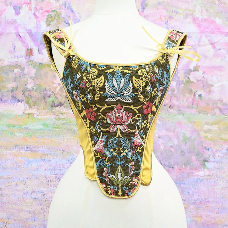 Damen Luxus Patchwork Korsett-Top Vintage Tierdruck Mieder Stahlkorsett Rückenschnürung Bühnenkostüm Formgebende Weste Übergröße – Detail 40