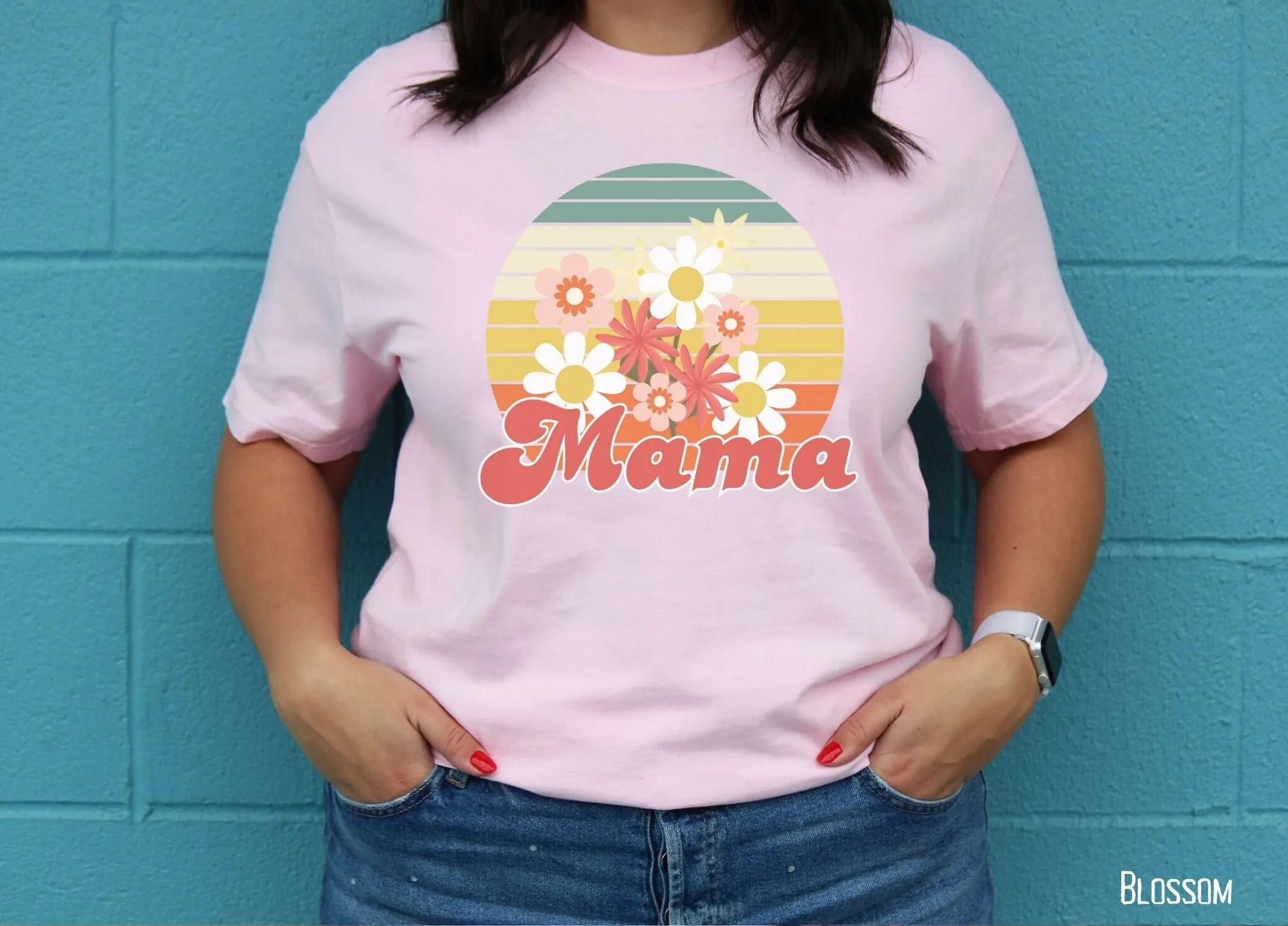 Mama Floral T Shirt For Mom Comfort Colors Mothers Day New Garden Flower Retro Tee Vintage Flowers