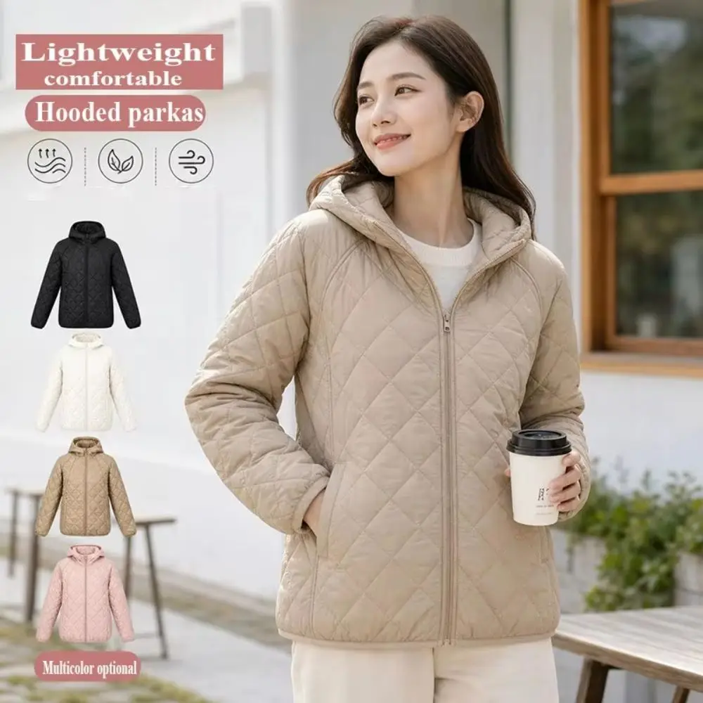 Simple Keep Warm Women's Outerwear Hooded Zipper Closure Hooded Jacket Lightweight Light Jacket Fall Winter