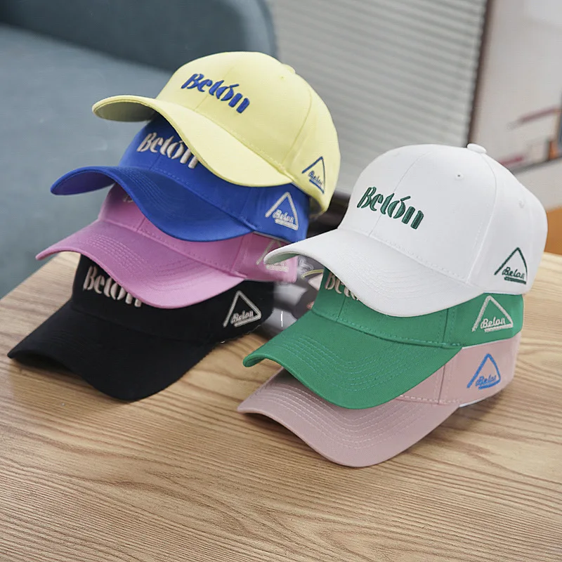Korean Fashion Candy Color Peaked Cap, Hard Top Letter Design Breathable Sun Protection Baseball Hat for Ladies