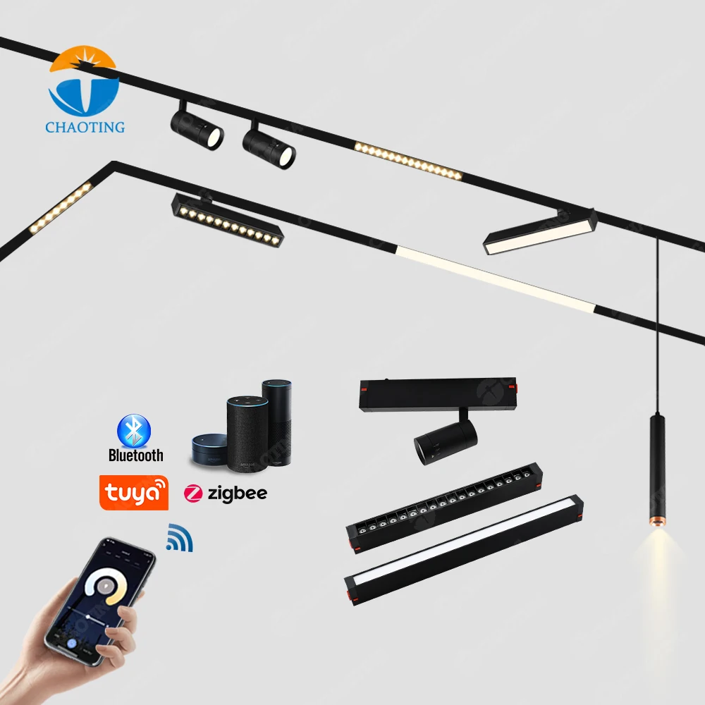 Luz Led lineal de pista empotrada, luz descendente de cilindro, inteligente, con Wifi, regulable, para casa y Hotel