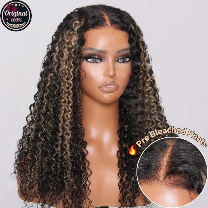 Beautyforever Bye Bye Knots Glueless Human Hair Wig Ready to Wear Highlights Color Curly Lace Front Human Hair Wig Virgin Hair