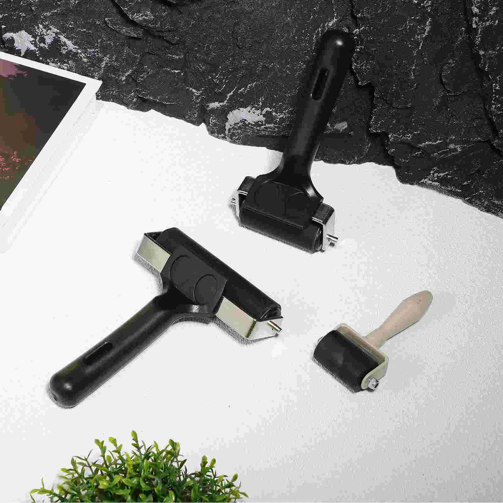 Conjunto de rolo brayer de borracha rolo de impressão de madeira portátil rolo brayer impressão cola rolo aplicador de tinta