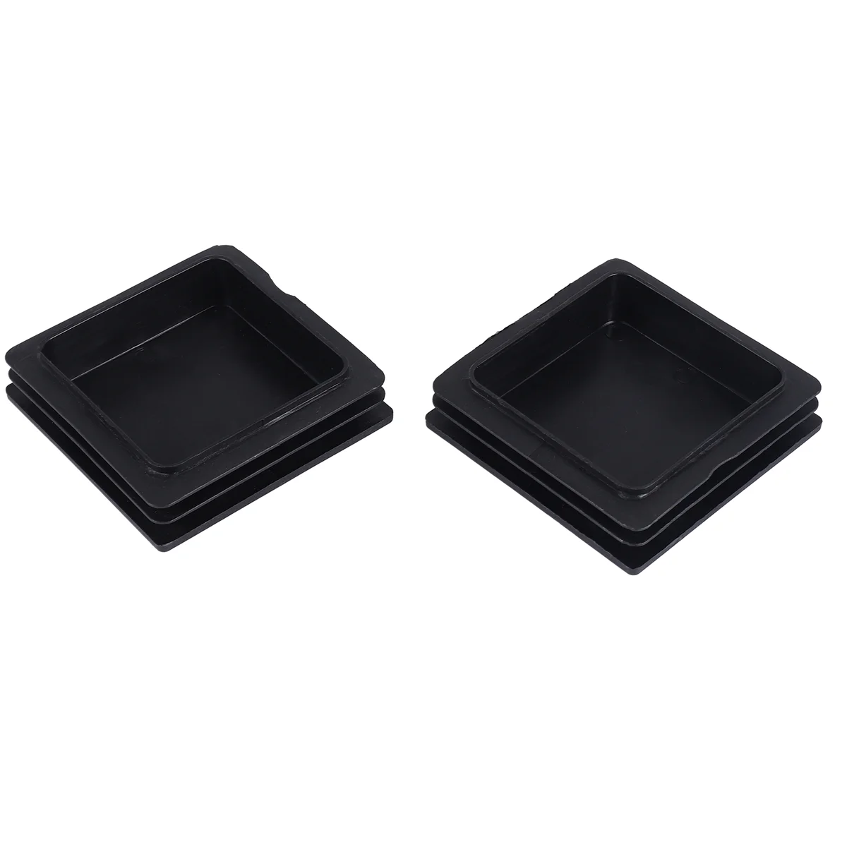 A04I 100mm x 100mm Plastic Ribbed Square End Caps Cover Tube Inserts 2 Pcs