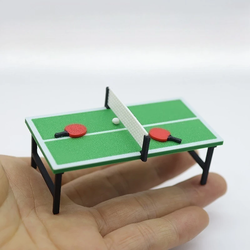 1 Juego de Mesa de Ping Pong en Miniatura, Modelo de Mesa de Tenis de Mesa con Pelota, Decoración Realista de Escena Deportiva en Miniatura, Decoración para el Hogar a Escala