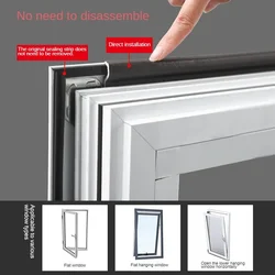 2M Casement Window Seal Tape Soundproof Acustic Foam S Type for Weather Stripping Door Seal Gap Filler Noise Reductian Artifact