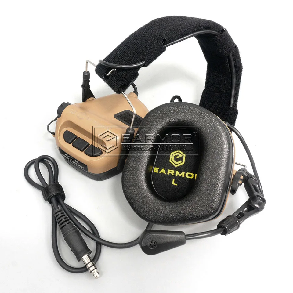 OPSMEN EARMOR M32 MOD4 ชุดหูฟังยุทธวิธีการบินการสื่อสารยิงลดเสียงรบกวน Hearing Protector-Coyote Brown