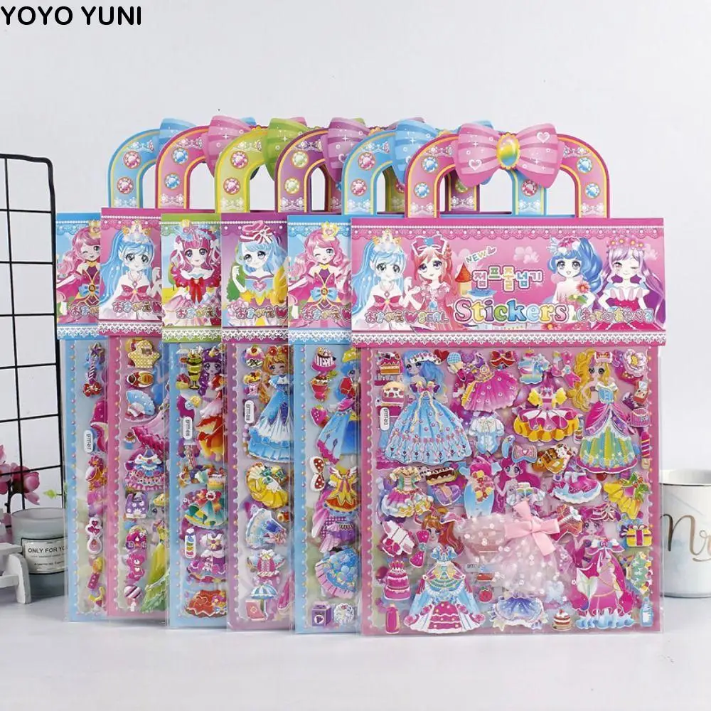 

2 Sheets/Bag Kawaii Stereo Bubble Sticker Cartoon Fun DIY 3D Foam Sticker Princess Dress Up Cute Kids Toy Sticker Kids Prizes