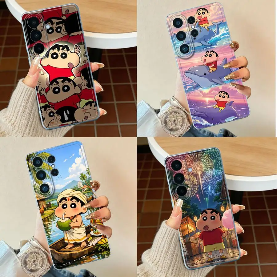 Shins‑Chans Collage Case for Samsung Galaxy S26 Ultra S22 FE S21 S24 S25 Edge S20 Plus Note 20 Ultra 10 S26 S23 S25Ultra Phone