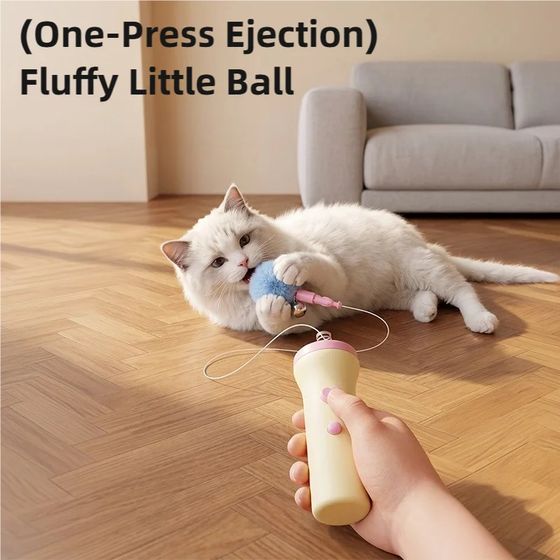 Electric Cat Fishing Toy, Cat Ejector Refillable Launcher, Automatic Cat Teasing Stick, Interactive Training Toy for Cats