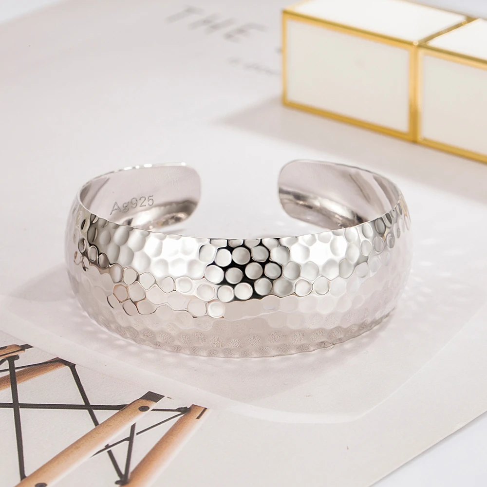

Women's Minimalist Aesthetic 925 Sterling Silver Open Cuff Bracelet Light Luxury Delicate Elegance Jewelry Gift for Birthdays