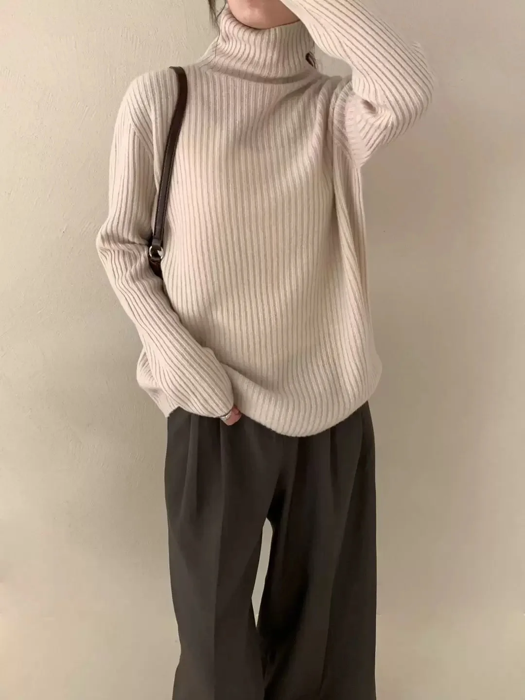 

Commuter wind pit high-necked pullover cashmere sweater women's autumn and winter new warm slim top