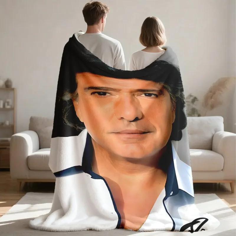 Customize 1pc 230GSM Trendy Italian Singer Frédéric François Themed Blanket / Replica  Collection-Grade Autographed Photo Design