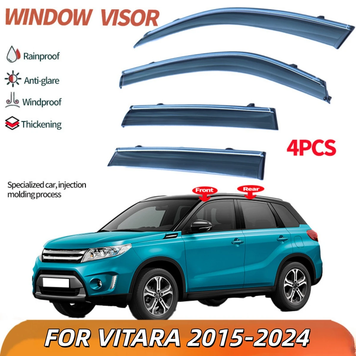 Windproof 4Pcs Window Visor Vent Shades Ventvisor For Subaru Vitara 2015-2024 No-Drill Weathershields Door Visor Wind Deflectors