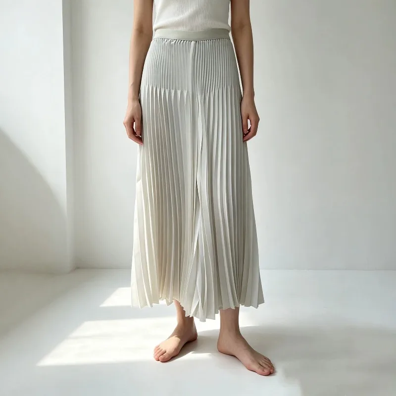 Miyake Pleated High-Waist Handmade Pleated Black and White Solid Color Pants Commuting Versatile Elegant Wide-Leg Pants Pleat