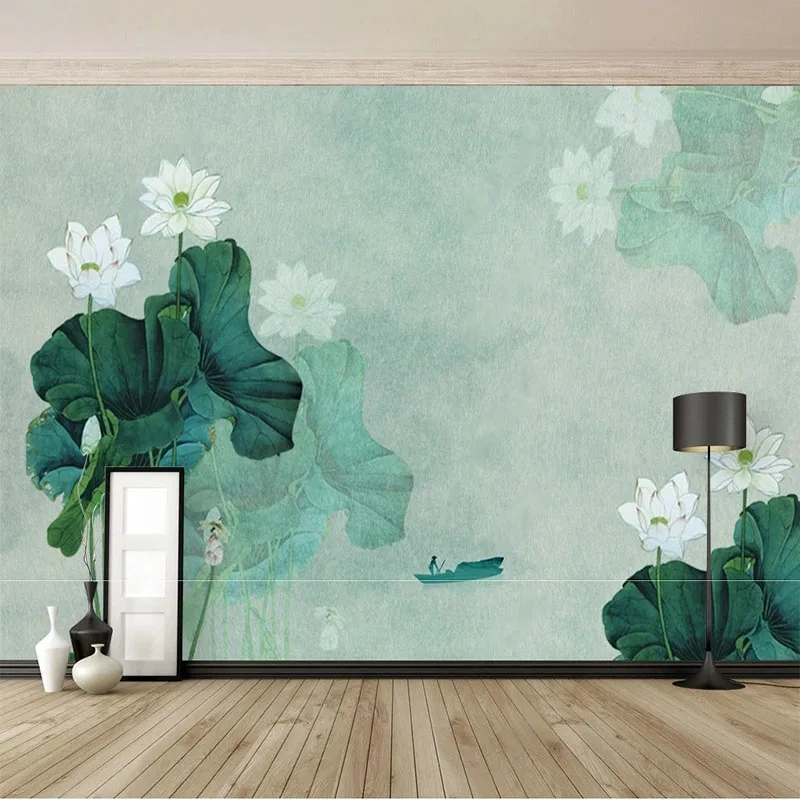 Custom Photo Wallpaper European Style 3D New Chinese Ink Lotus TV Background Wall Decorative Painting Papel De Parede Tapety