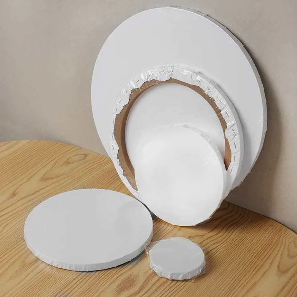 

2 Pcs White Painting Board Canvas Boards for Round Frame Mini Canvases Stretched