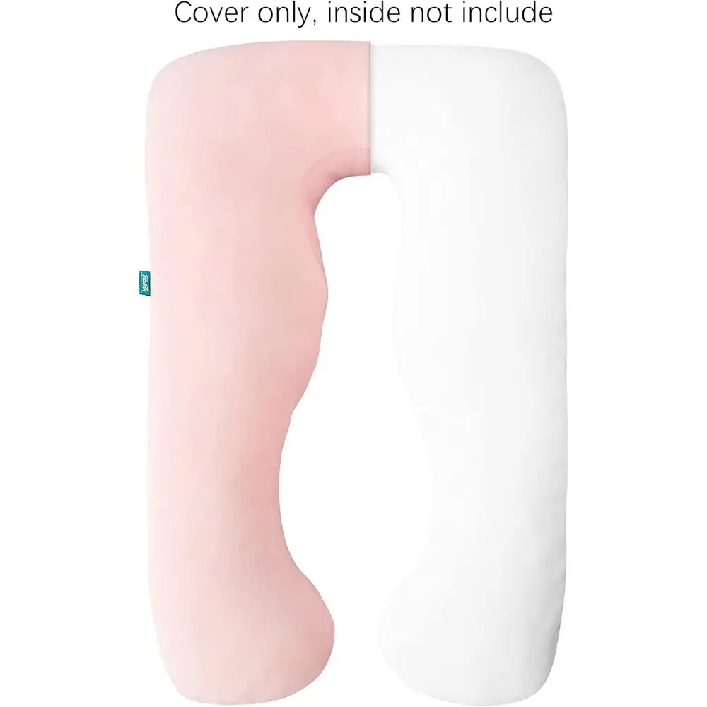 U-Shaped 100% Cotton Pillowcase, Pink | Full Body Pillow Case Cover or Maternity, 55/57 Inch, Super Soft, Stretchy, Breathable F