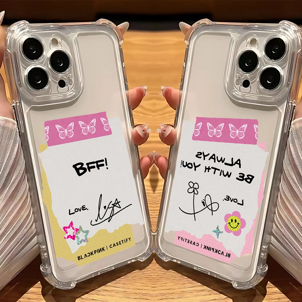 B-BLACKPINKS Signature Phone Case For SamsungA05 A06 A12 A14 A15 A22 A23 A24 A25 A32 A34 A35 A52 A53 A54 A55 A73 5G Transparent