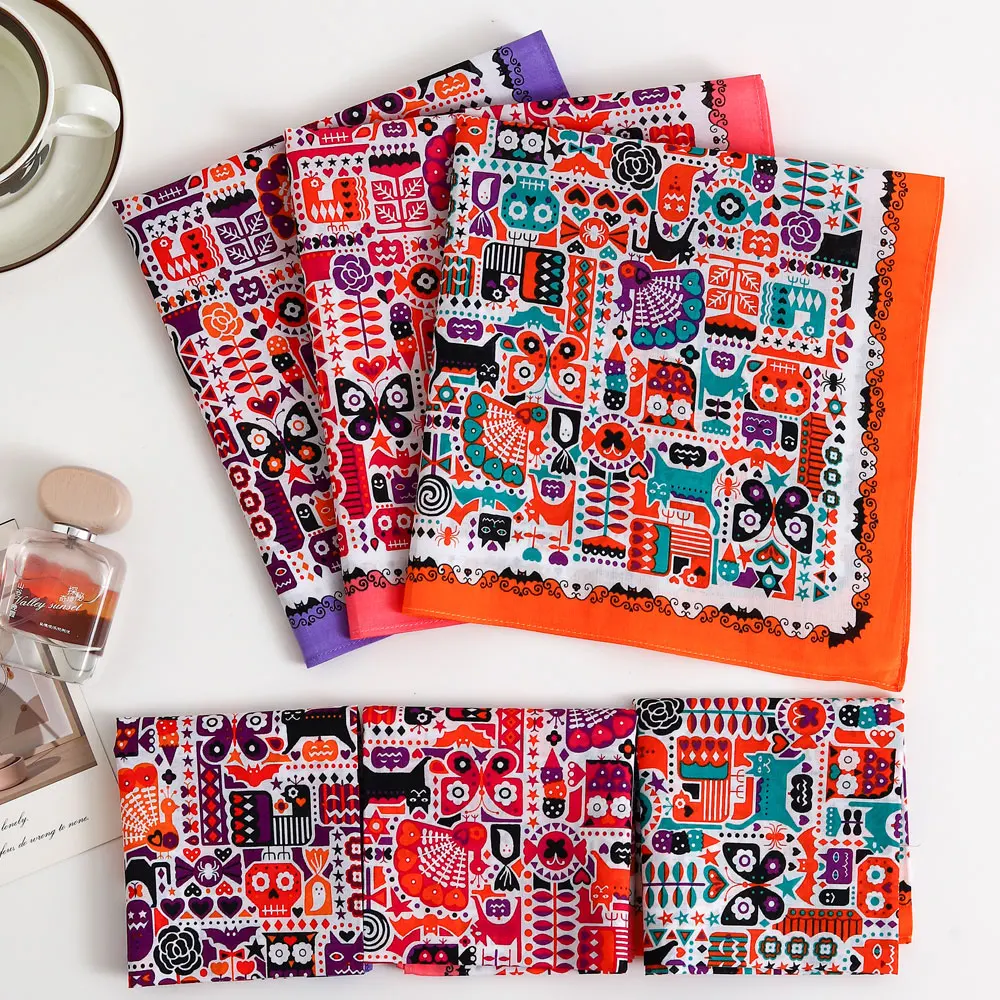 Women's Pure Cotton Printed Handkerchief, Old-Fashioned Thin Water-Absorbent Sweat-Wiping Handkerchief, Wedding Season Souvenir Flap Pocket Pants Scarf, Outdoor Sports