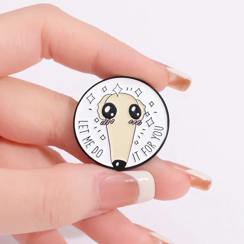 Borzoi Dog Enamel Pin For Backpack Clothes Let Me Do It For You Brooch Lapel Badge Decorative Collar Pin Cartoon Animal Jewelry