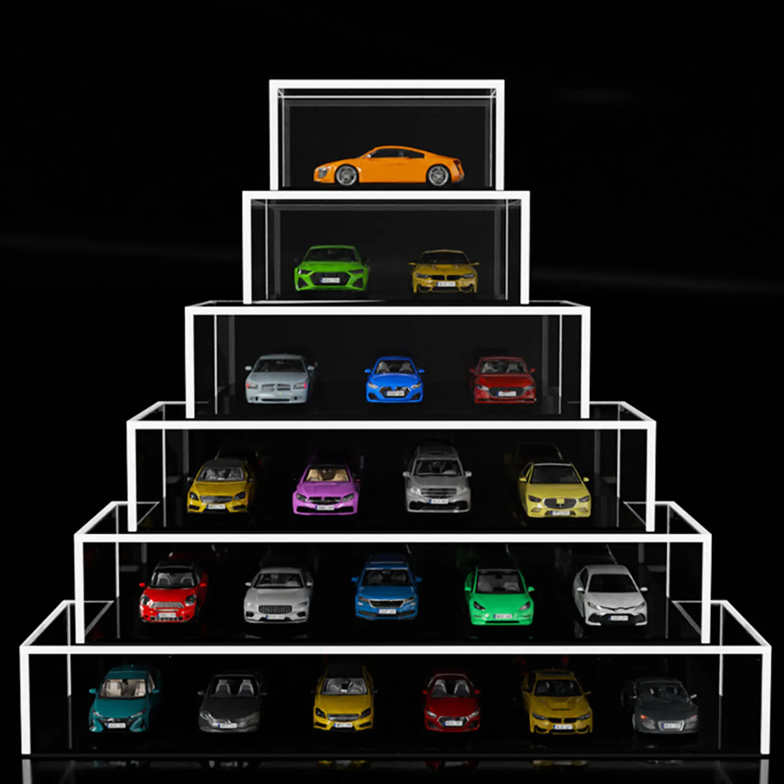 1/64 موقف السيارات عرض حماية عرض حالة الاكريليك نموذج صغير سيارة صندوق تخزين تحصيل سبيكة سيارة لعبة مجسمة عرض موقف #4