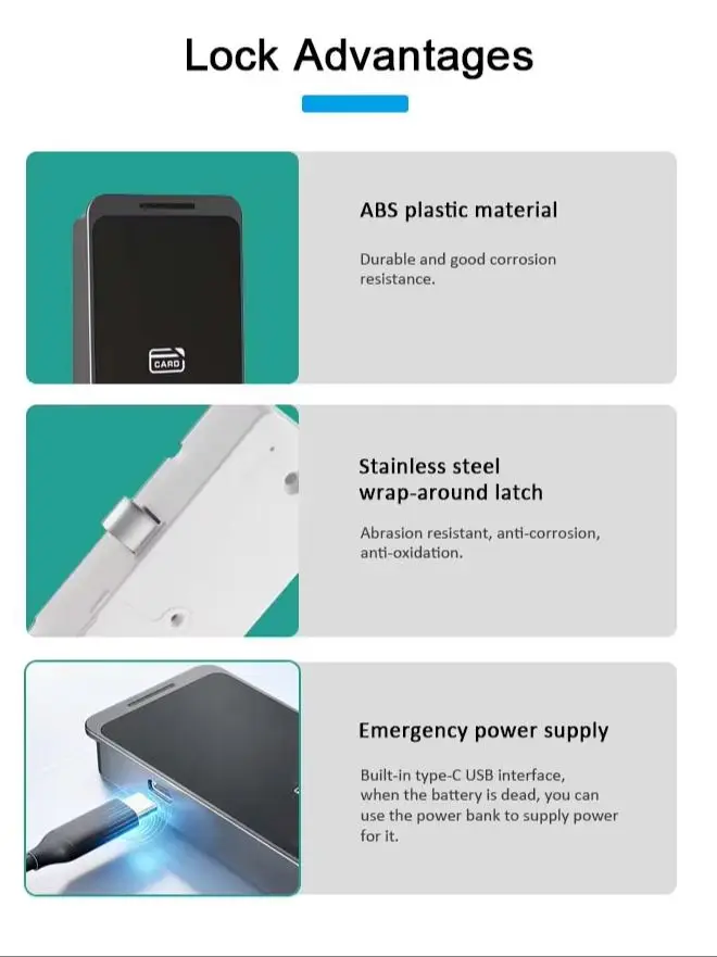 Günstiges Elektronisches RFID-Karten-Schließfach-Schloss aus ABS-Kunststoff, Langlebiges Schrankschloss – Detail 5