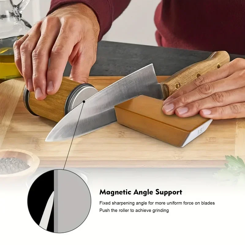 Rolling Knife Sharpener Magnetic Knife Holder Diamond Sharpening Stone with 15 and 20 Degrees Angle Roller Kitchen Accessory Hot