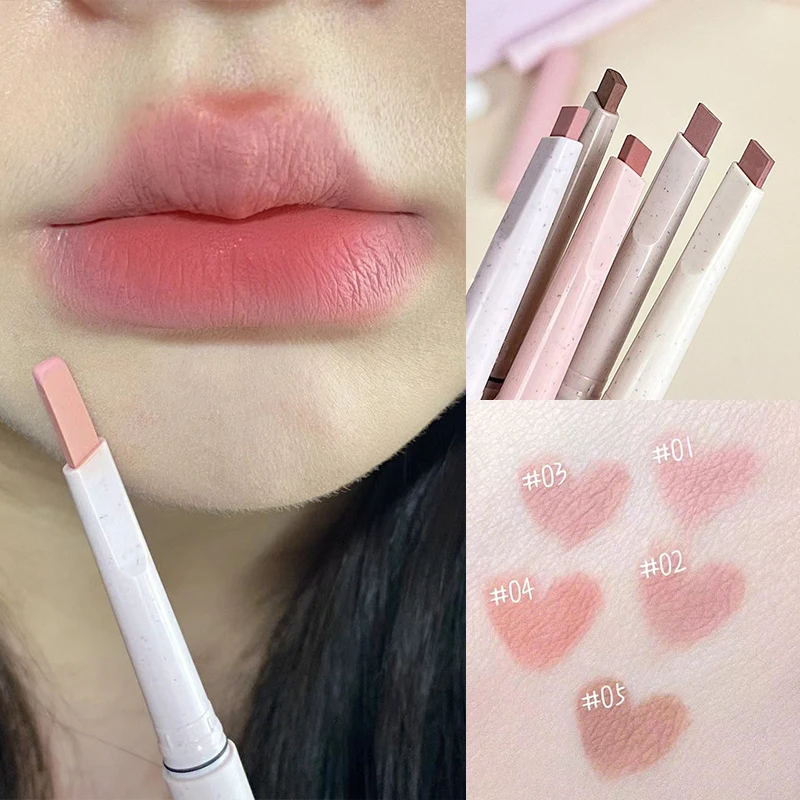 Samtiger, matter, hautfarbener, rosafarbener Lippenstift, Lippenkonturenstift, wasserfester, langanhaltender Farblippenkonturenstift, glattes, natürliches Make-up