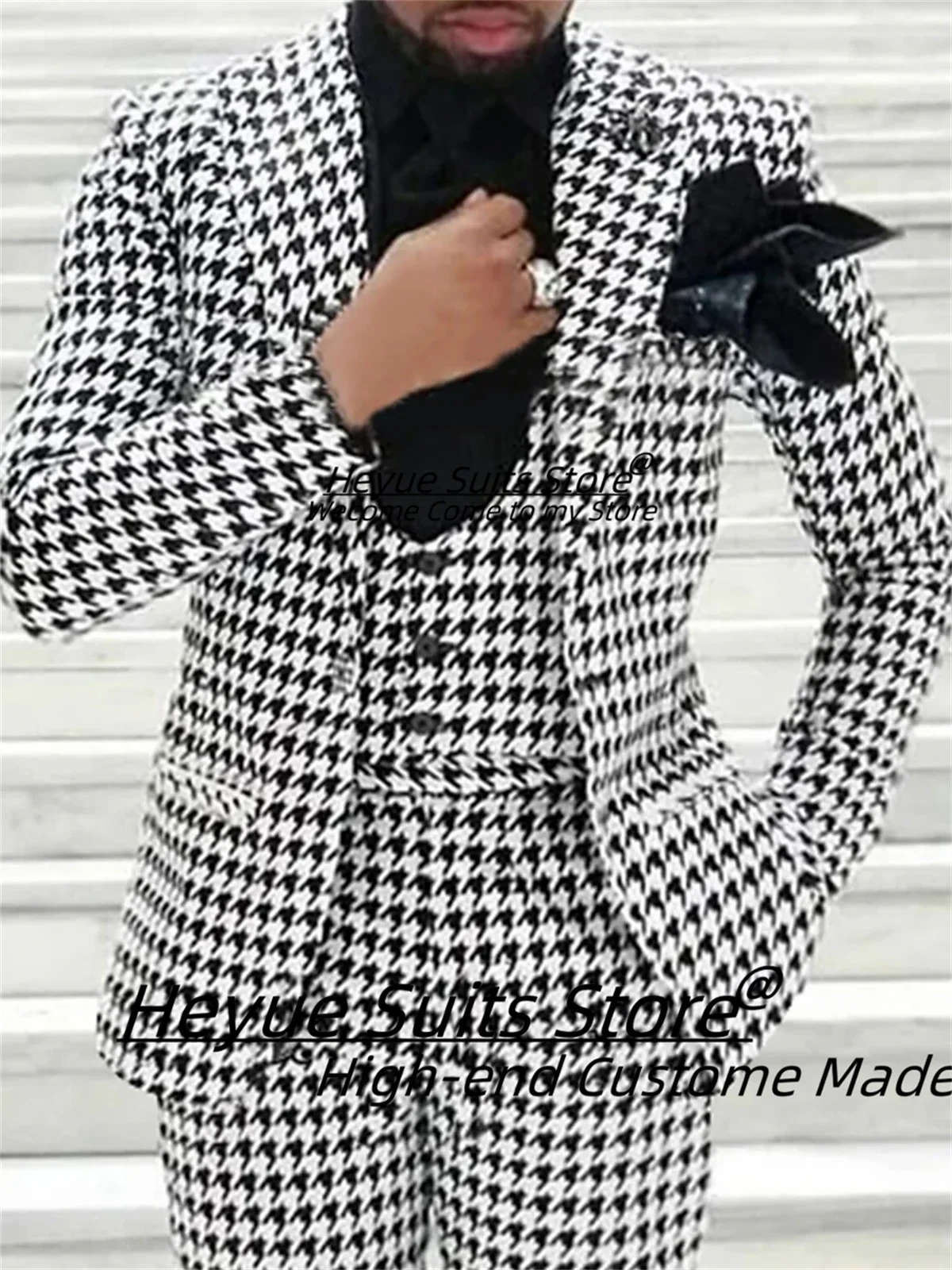 

Классические мужские костюмы с узором «гусиные лапки», роскошные формальные облегающие свадебные смокинги с пиковыми лацканами для жениха, комплекты из 3 предметов, мужской костюм для выпускного вечера, костюм Homme