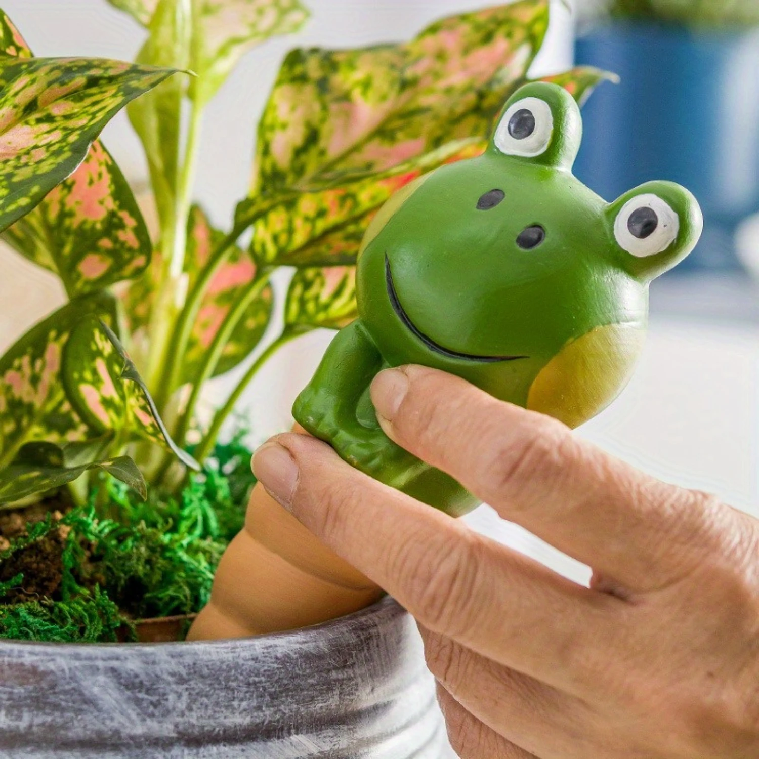 

Large Head Frog, Ceramic Watering Spikes, Self-Watering Stakes, Plant Watering Devices, 6.49 Inches Long For Indoor Outdoor Pott
