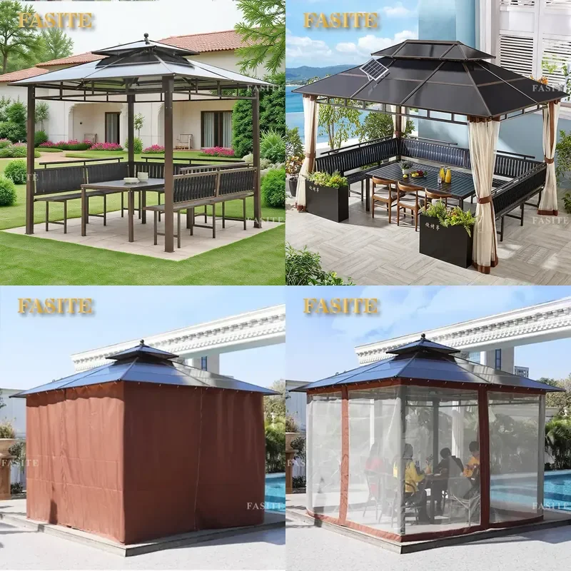 For Outdoor Gazebo Pavilion 4 Corner Tent Wooden House Roof Garden Terrace Courtyard Villa Agritainment Awning Shelter