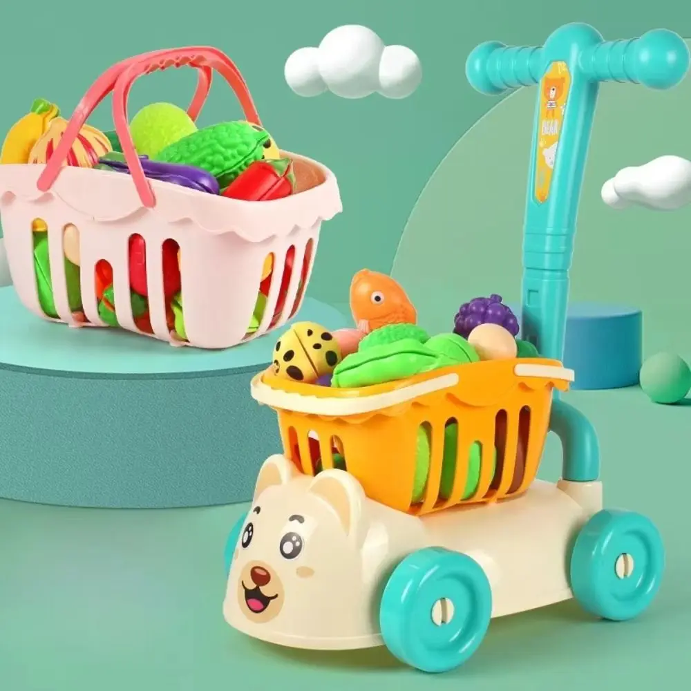 متعدد الألوان عربة التسوق مجموعة 25 قطعة/المجموعة محاكاة التظاهر التسوق Playset تخزين الحاويات 1 عربة عربة سوبر ماركت
