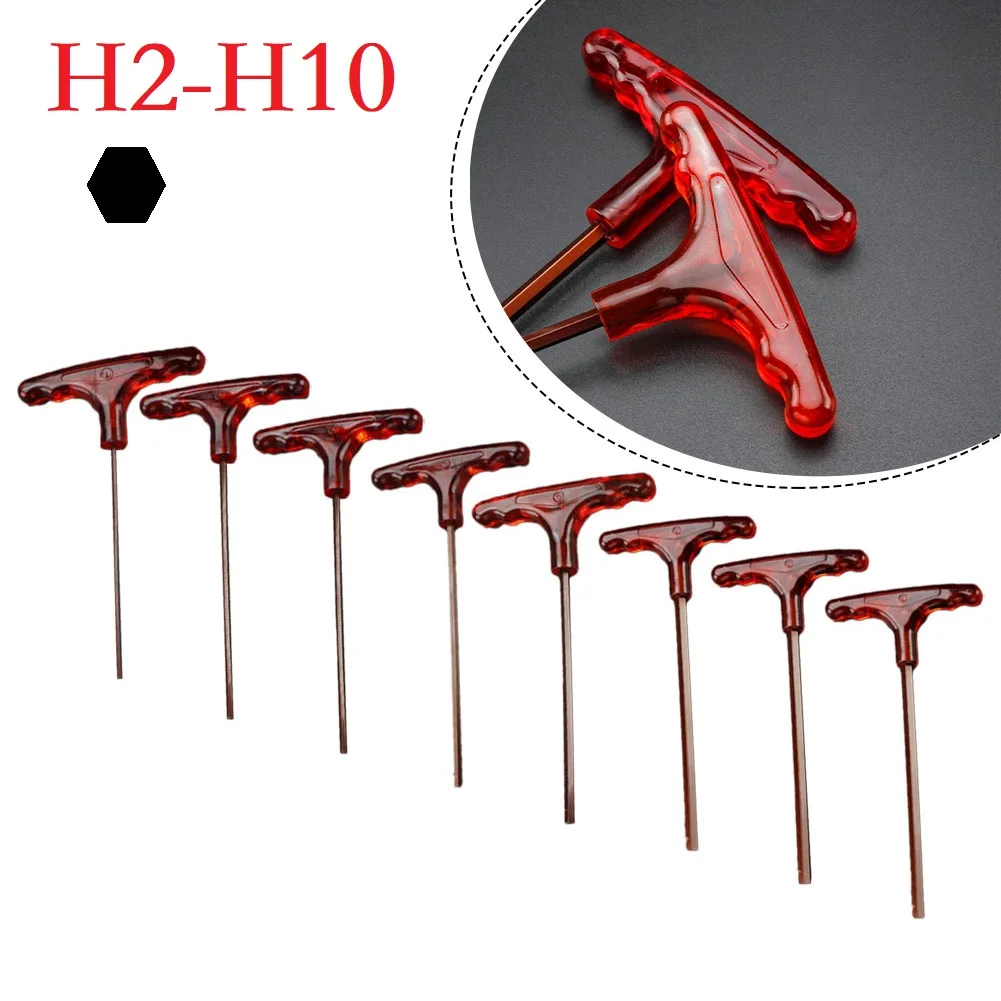 T-type Inner Hex Wrench Mills Alloy Steel 2-10mm Spanner Hand Tool Nut Driver T-Handle T Shaped T-type Auto Long Motorycle