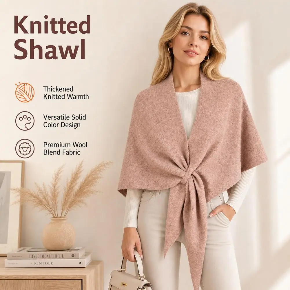 2026 New High-Quality Women's Wool Blend Shawl Women's Knitted Triangle Shawl Cardigan Cape Shawls and Scarves - Perfect Gifts