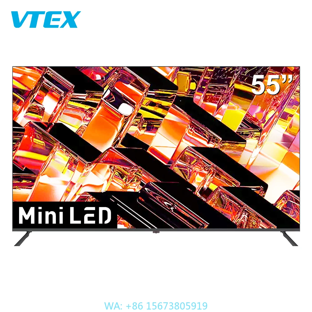 Televisores de Panel QLED Mini LED Súper Brillantes de 55 y 65 Pulgadas, Televisores Digitales Dvbt2 Atsc de Pantalla Ancha Ultra HD, Televisión Android UHD 4K Smart TV
