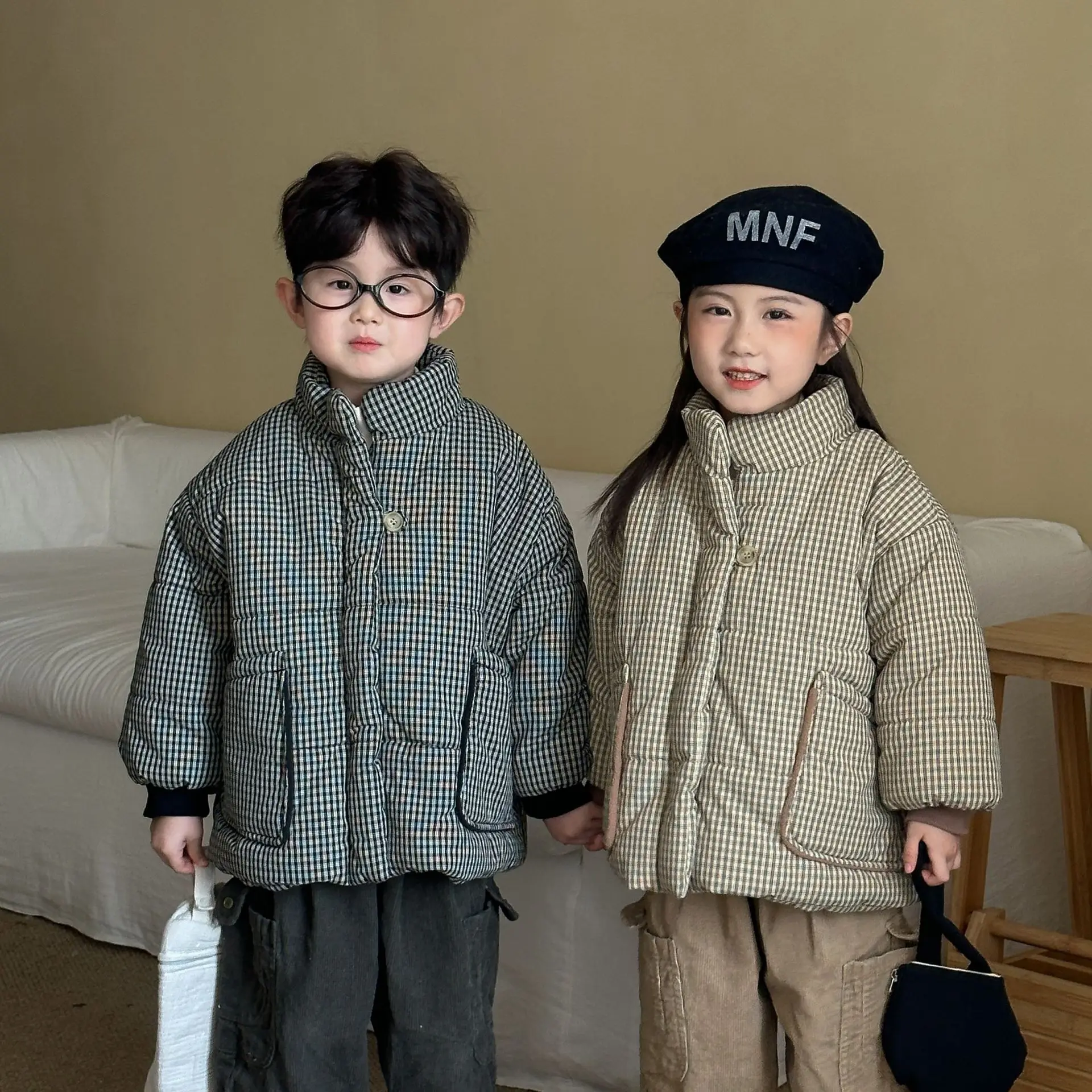 2025-winter-kids-baby-girls-jacket-plaid-thick-warm-children-1-8y-girls-parkas-coat-casual-turtleneck-toddler-girls-outerwear