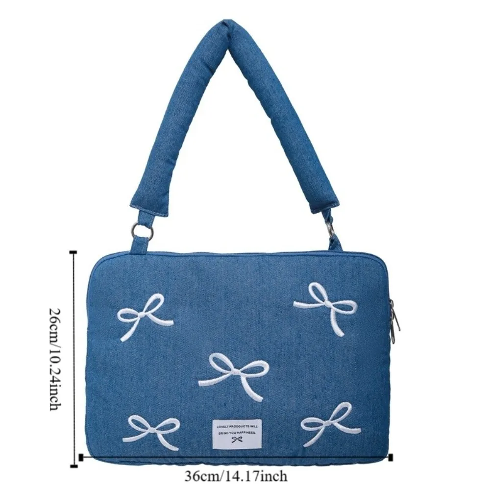 Moda moderna saco de computador bowknot bordado à prova de choque manga portátil 14 polegadas macio tablet carring caso negócios