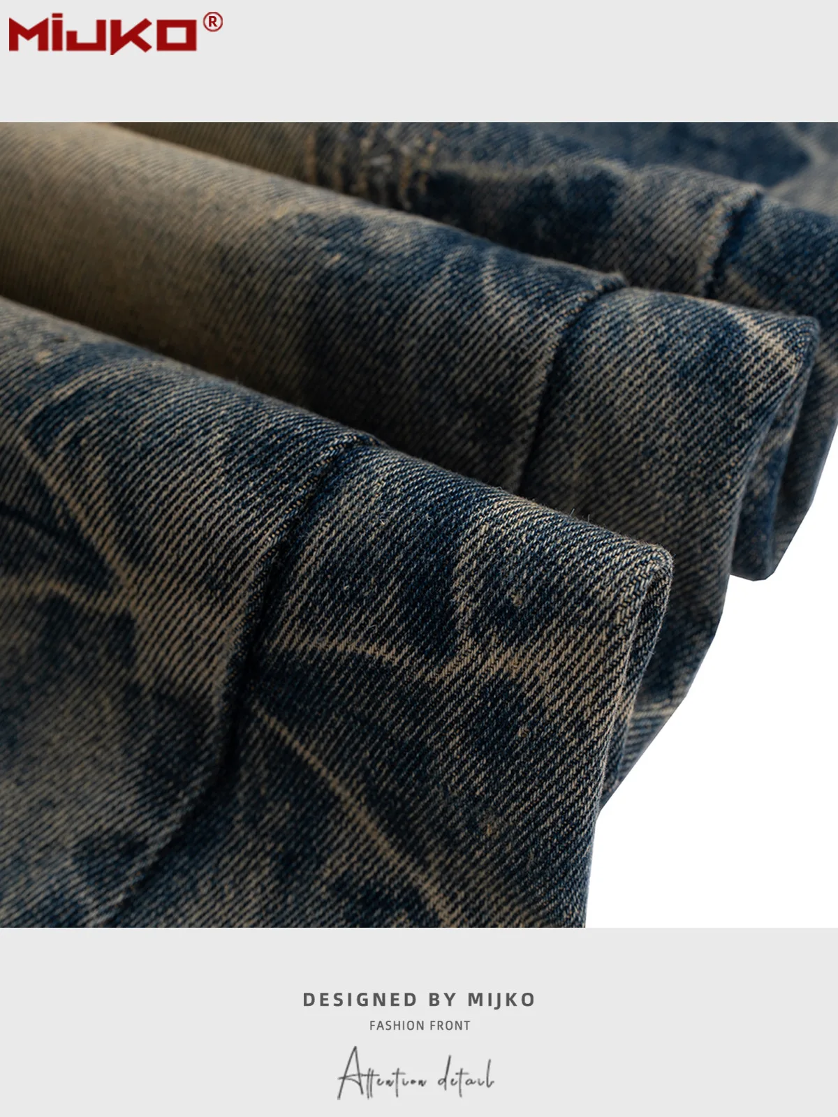 MIJKO بنطال جينز رجالي كلاسيكي مغسول ملابس الشارع كاجوال من قماش الدنيم للجنسين #5