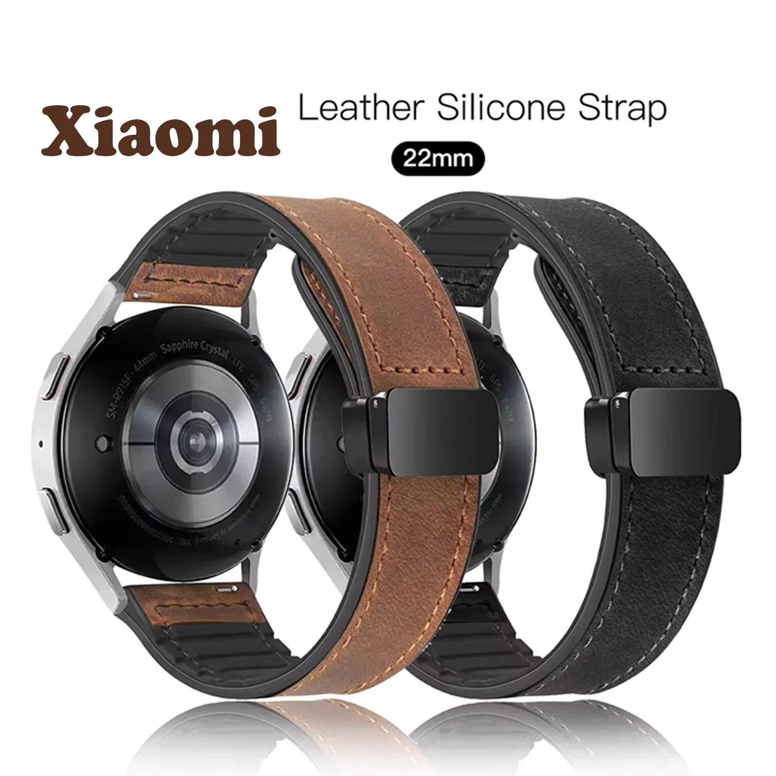 Pulseira de relógio de couro de 22mm para xiaomi watch 2 pro s3 s1 pulseira de relógio magnética ativa para mi watch color 2 s2 s4 pulseiras mulheres homens
