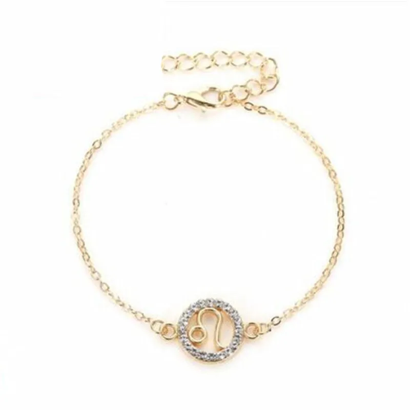 12 Constellation Zodiac Sign Bracelets Fashion Golden Hollow Zodiac Pendant Bracelet Simple Jewelry Korean Female Birthday Gifts