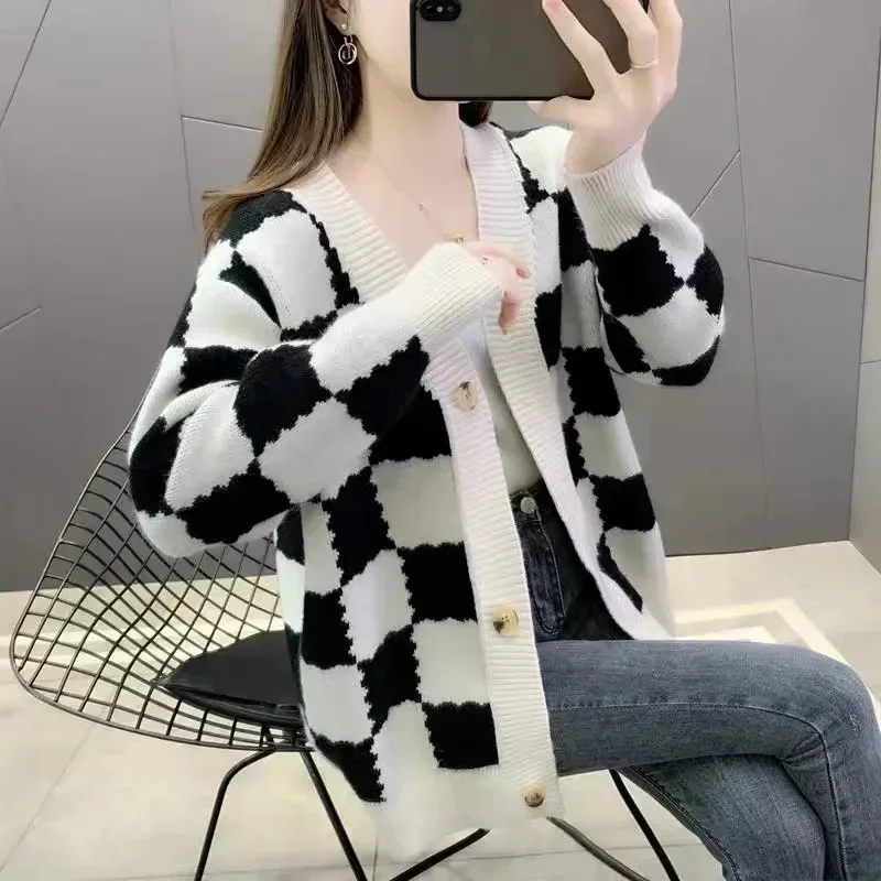 Checkerboard Women\'s Jacket Faux Fur Teddy Jacket New Retro Checkered Thicken Warm Jacket Ladies Fur Coat Winter Clothes Women