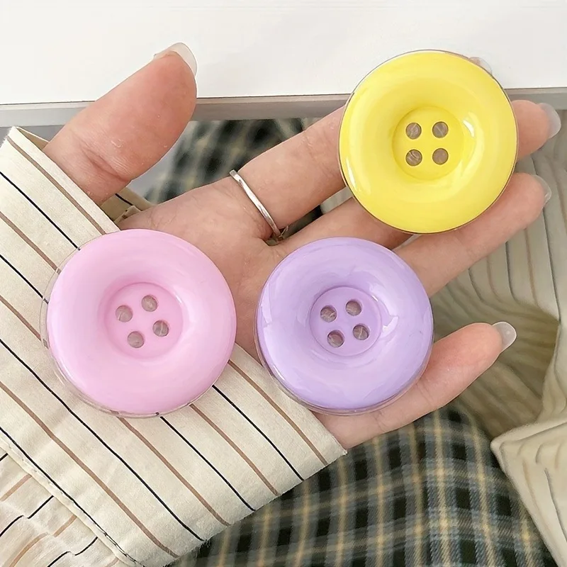 3D-Fingerring mit niedlichem, schlichtem Knopf, Griptok-Telefonhalter für iPhone 16 15 Pro, unterstützt Sockel, Taschengriff, Tok-Ständer