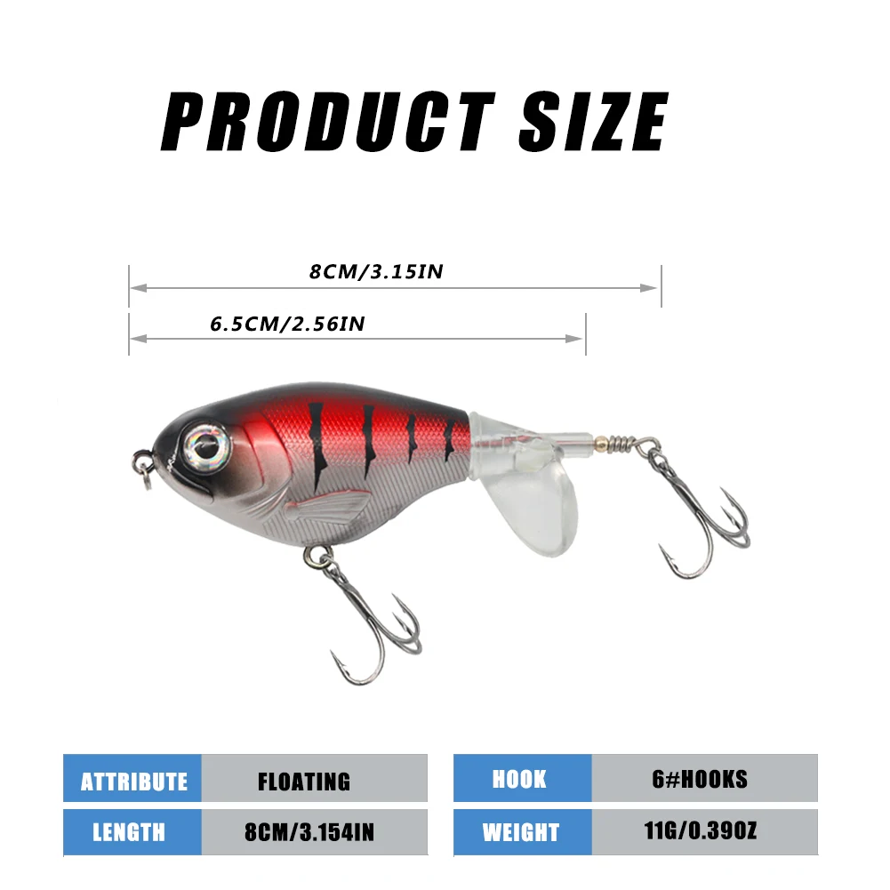 1pc Topwater Fishing Lure 11g/16g Whopper Popper Wobbler Artificial Hard Bait Bass Popper Soft Rotating Tail Fishing Tackle