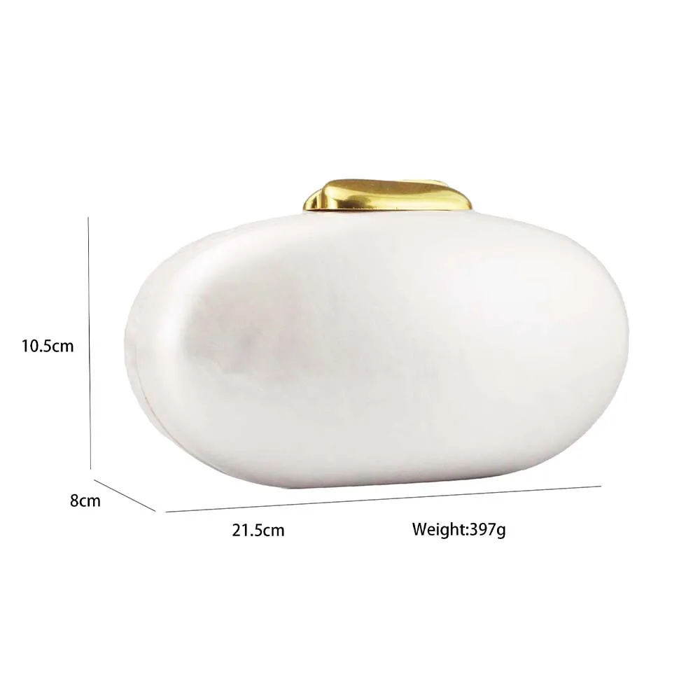 Pearl Oval Shaped Acrylic Evening Bags Women Boutique Elegant Classy Clutch Purses Ladies Chain Shoulder Bags Wedding Party