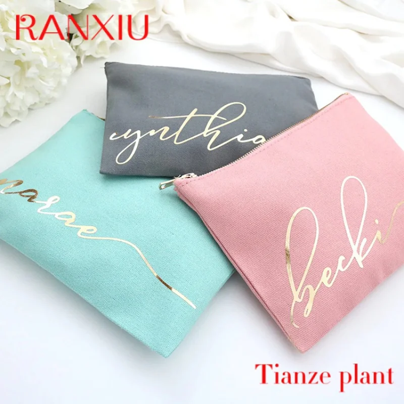 CustomCustom Logo Printed Cotton Canvas Beauty Cosmetic Make Up Toiletry Makeup Bag Durable Fashion Travel Bag