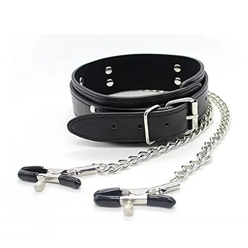 Clip per capezzoli in metallo per adulti, collare per collo con catene per clitoride BDSM, kit BDSM per manette sexy, accessori per il gioco del sesso di coppia