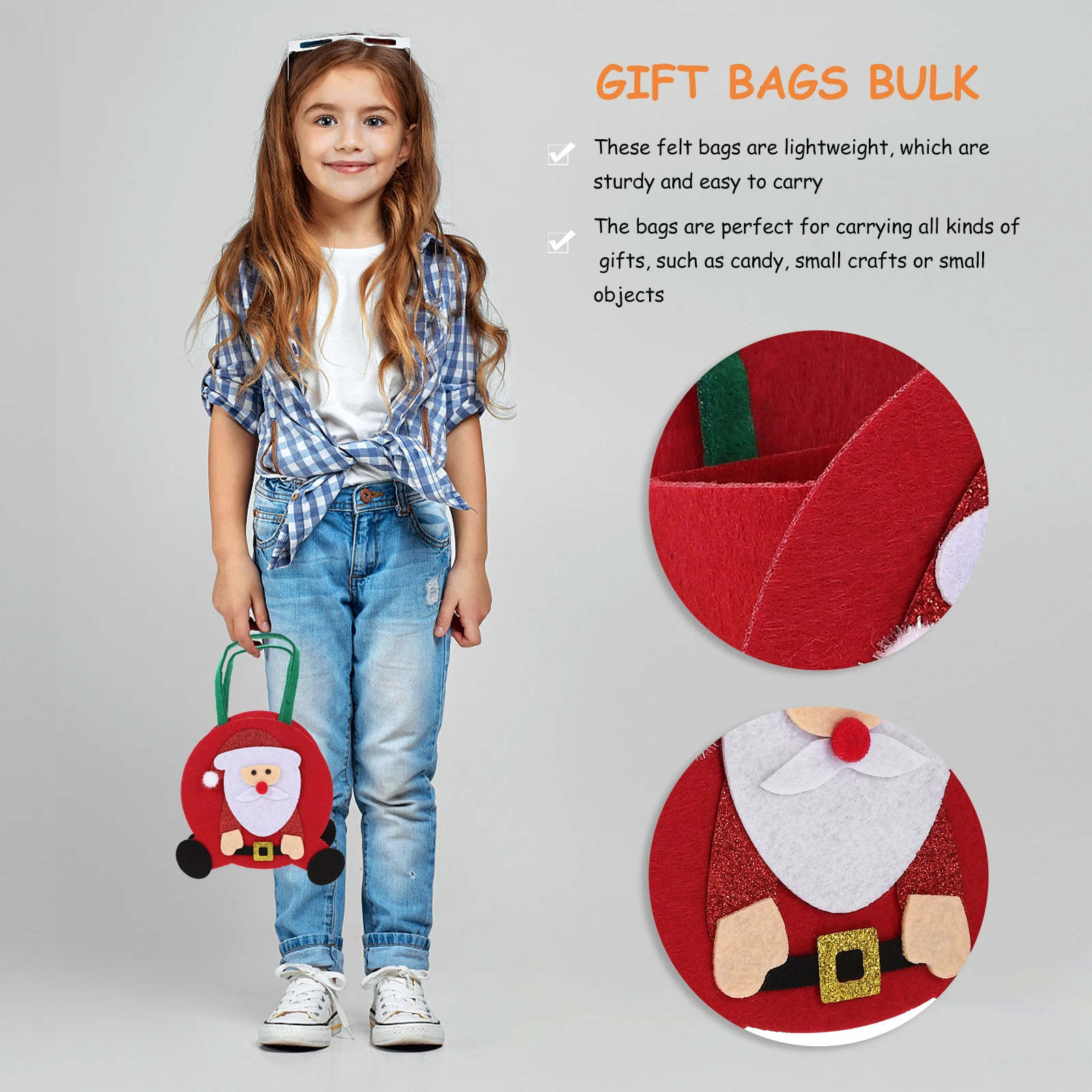 

4Pcs Large Gift Bags Christmas Felt Tote Present Pouches for Wrapping Party Favors Surprise Xmas Treat Containers