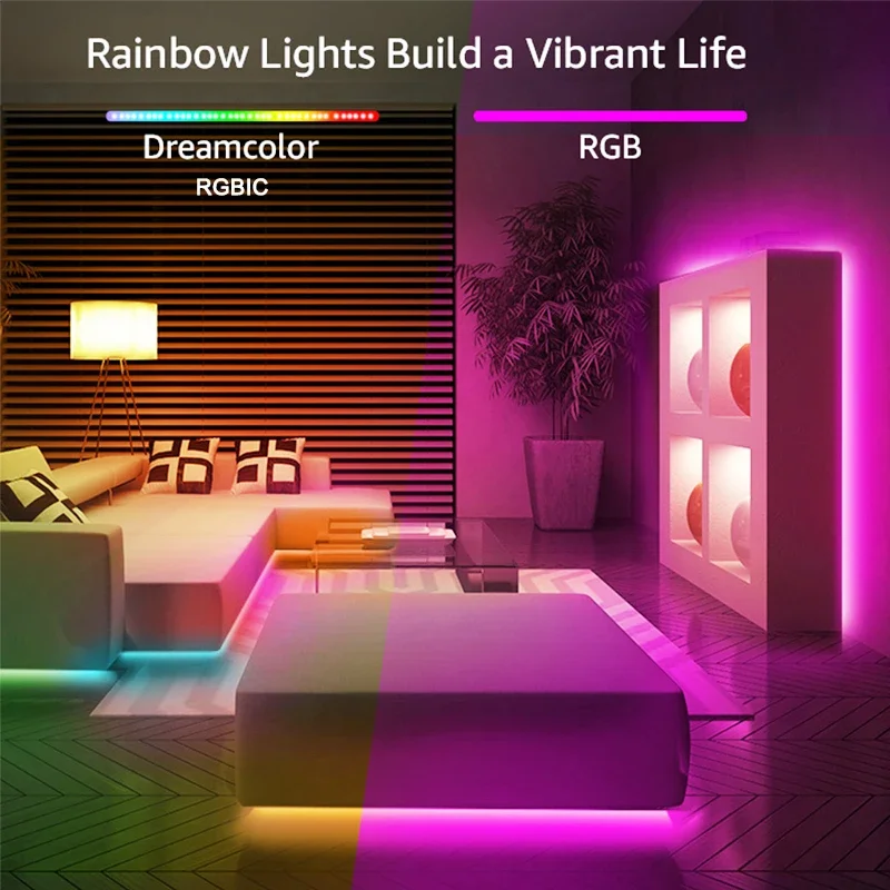 Dreamcolor TUYA RGBIC LED Neon Strip WiFi Smartlife RGBIC Lamp Tape Work with Alexa for Home Deocor Lighting Indoor Led Light